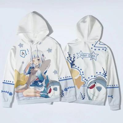Fashion Autumn Sweater Shark Girl Ka Wugula GawrGura Two Dimensional Peripheral Jacket Clothes Hooded 3D Printing Comfortable