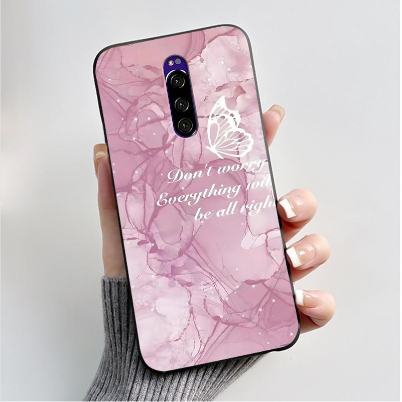 Printing Pattern Case For Sony Xperia 1 / Xperia XZ4 Funda Capa Soft Silicone Black Shell Cover Cute Flower Cartoon Casing Coque