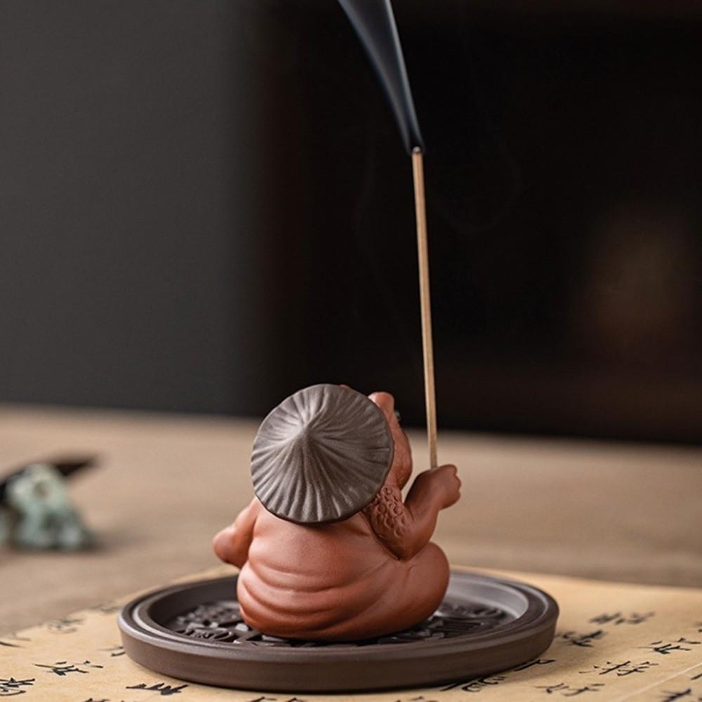 Zen Chinese Style Tabletop Incense Base Toad Fairy Ceramic Toad Censer Holder For Household Aroma