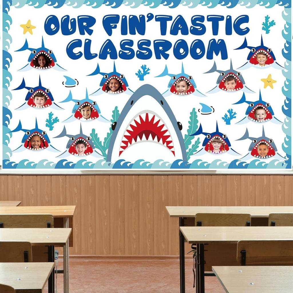 Summer Bulletin Board Kit Under The Sea Classroom Decorations Back to School DIY Photo Bulletin Board Set Ocean Theme Shark Paper Cutouts Decor for