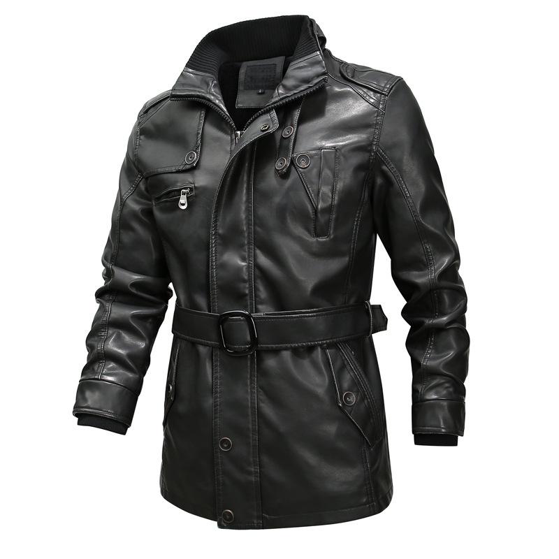 Men's Plus Size Washed PU Leather Motorcycle Jacket