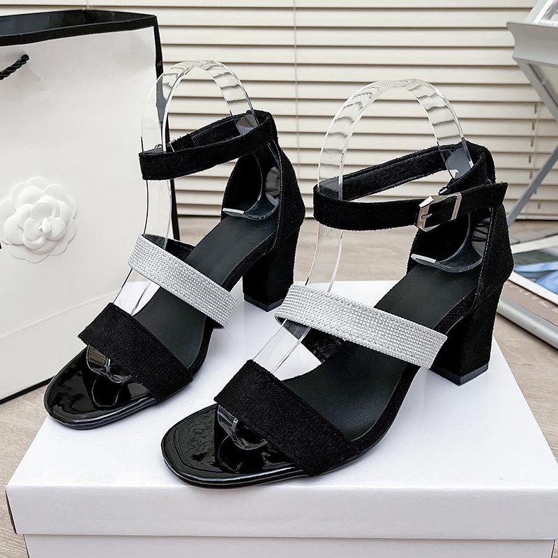 Fashion Ladies Shoes 2025 Open Toe Women's Sandals Plus Size Dress Sandals Women Cover Heel Ankle Buckle Strap Chunky Heels Shoes Women