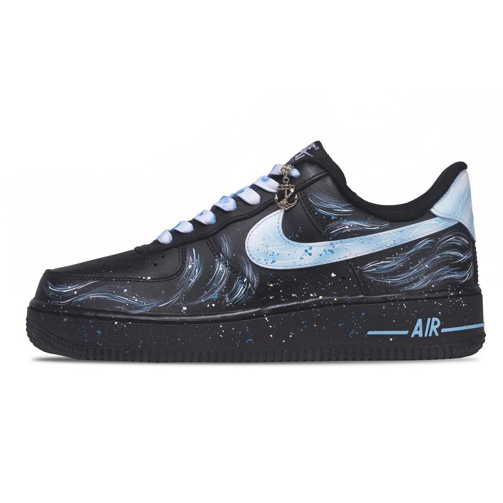 Nike Air Force 1 Galaxy Realm Abrasion Resistant Low Top Skateboard Shoes Unisex Black Blue FZ0627-010(Team73-S-BOX)