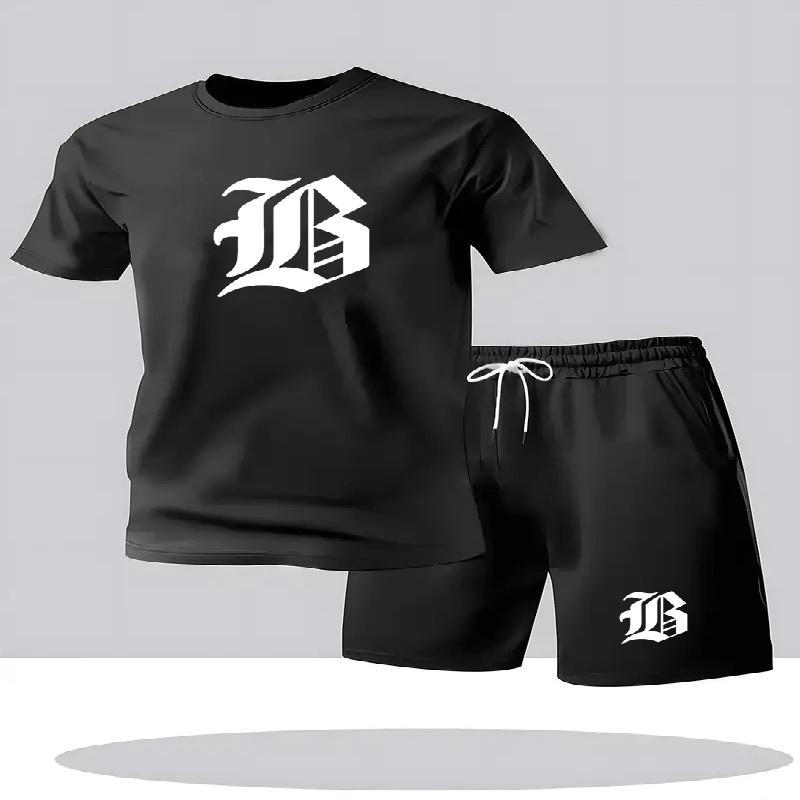 2026 Summer New Men's Casual Set Printed Sportswear Summer Streetwear Outdoor Shorts Set