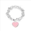 T-Familie Herzförmiges Emaille-Armband: Blaue, Rote, Rosa Herzen, Liebes-Rosenkranz, Runde Perlenkette - Perfektes Valentinstagsgeschenk für Freundin.