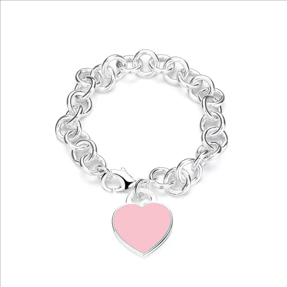 T-Familie Herzförmiges Emaille-Armband: Blaue, Rote, Rosa Herzen, Liebes-Rosenkranz, Runde Perlenkette - Perfektes Valentinstagsgeschenk für Freundin.