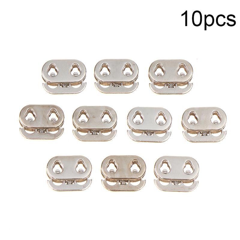 10Pcs 2 Hole Shock Cord Rope Stopper Alloy Spring Buckles Metal Cord Lock For Clothes Replacement Hoodie Shoes Bag Crafts