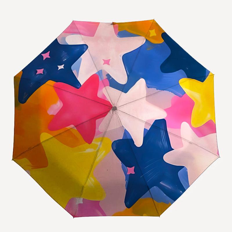 

1pc Star-shaped stickers Folding Umbrella , 8 Ribs Casual Durable Lightweight Portable Travelling Umbrella For Men & Women yy250728143