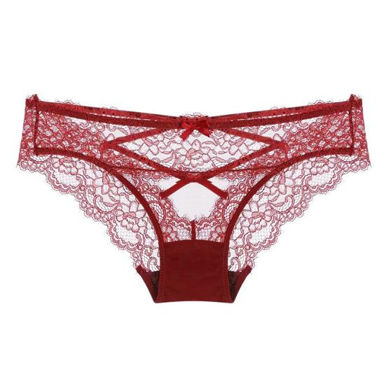 Sexy Underwear for Women Seamless Hipster Sheer Mesh Lace Panties Low Waist V-Back Strappy Criss Cross Briefs