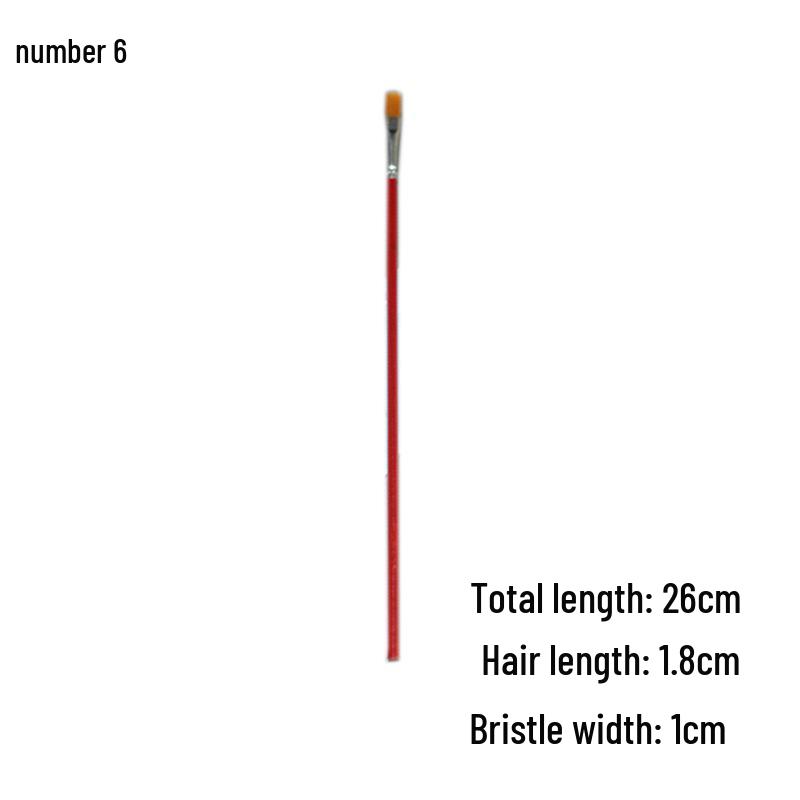 Red Handle Nylon Bristle Brush for Oil, Watercolor, and Acrylic Painting