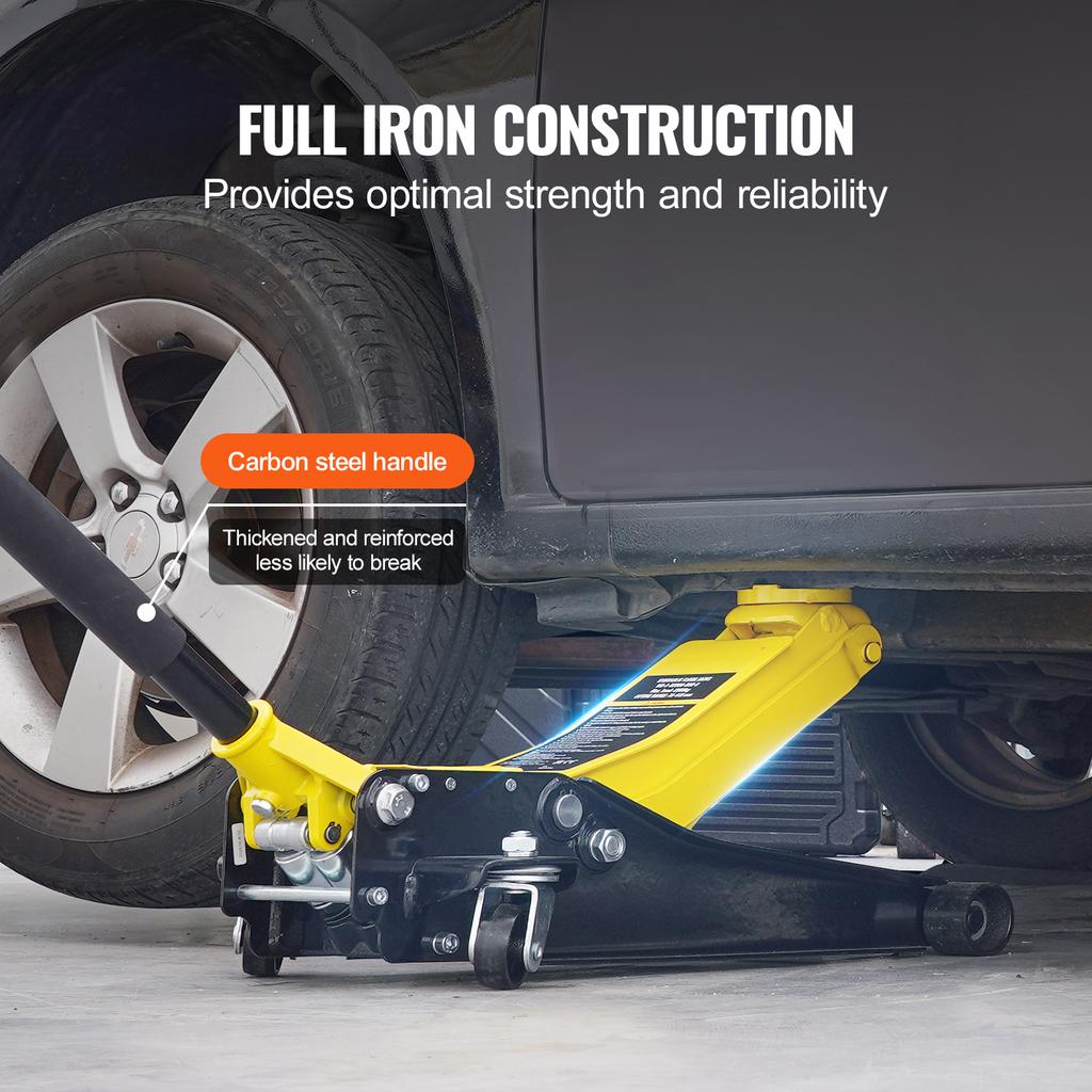 SucceBuy 2T Low Profile Floor Jack Heavy Duty Iron Hydraulic Racing Floor Jack, Hydraulic Car Jack, Single/Dual Piston Lift Pump