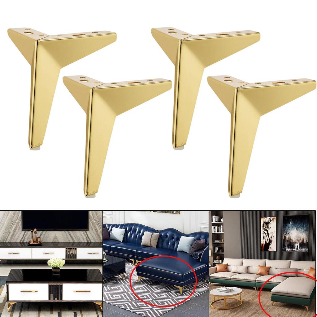 4x Heavy Duty Iron Triangle Furniture Legs Loveseat Couch Leg Modern Style Replacement Legs for Dresser, TV Cupboard, Furniture,