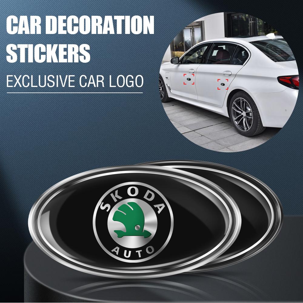 Aluminium Auto Karosserie Fenster Kofferraum Ovales Emblem Aufkleber Dekoration Zubehör Auto Styling Für Skoda VII Octavia Rapid Fabia Superb