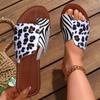 Large size summer new set of toes flat bottom leopard print fashion women's cool slippers slippers