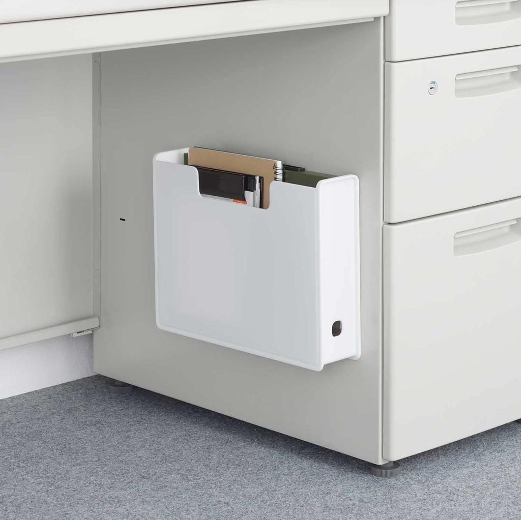 Sanka Sanbassa Slim Floating File Box with Powerful Magnetic Storage, Fits A4 Size Files, White, 4kg Weight Capacity, Securely Mounts To Desks,