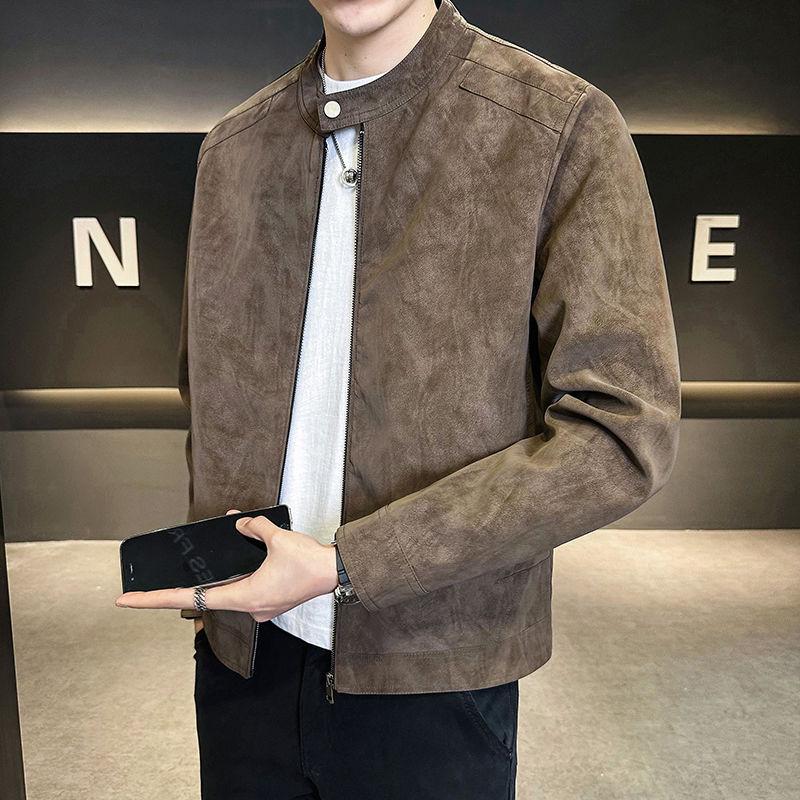 Herren Arbeitsjacke 2026 aus Wildleder mit Stehkragen - Vielseitig für Frühling, Herbst und Winter