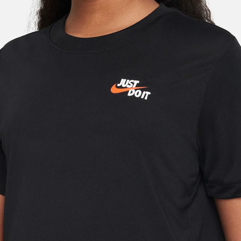 Nike Dětské tričko s krátkým rukávem a kulatým výstřihem s potiskem loga Dri-FIT Černé FD3998-010