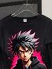 Tween Boys' Summer Anime Character Printed Round Neck T-Shirt