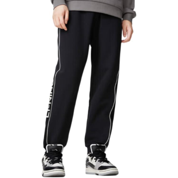 Li Ning Sports Fashion Series Loose Comfortable Fleece Casual Pants Men Bottoms Black YKLU327-1