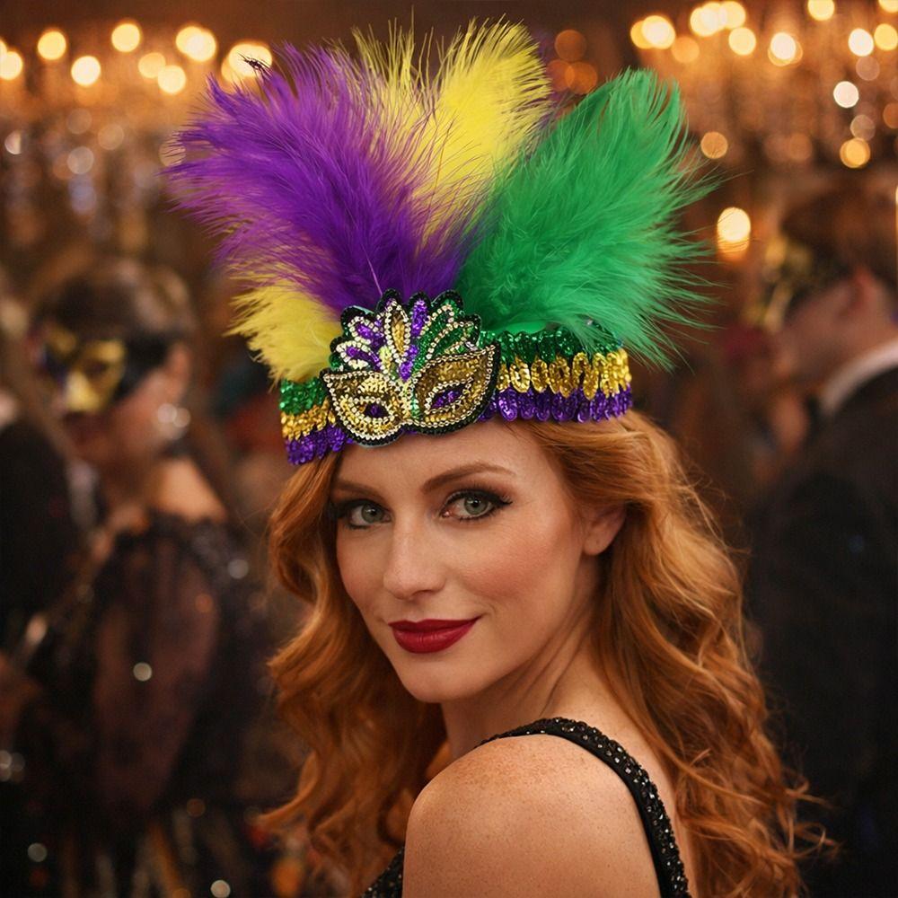 Stage Performance Feather Headband Colorful Feather Headdress Feather Headpiece Carnival Events