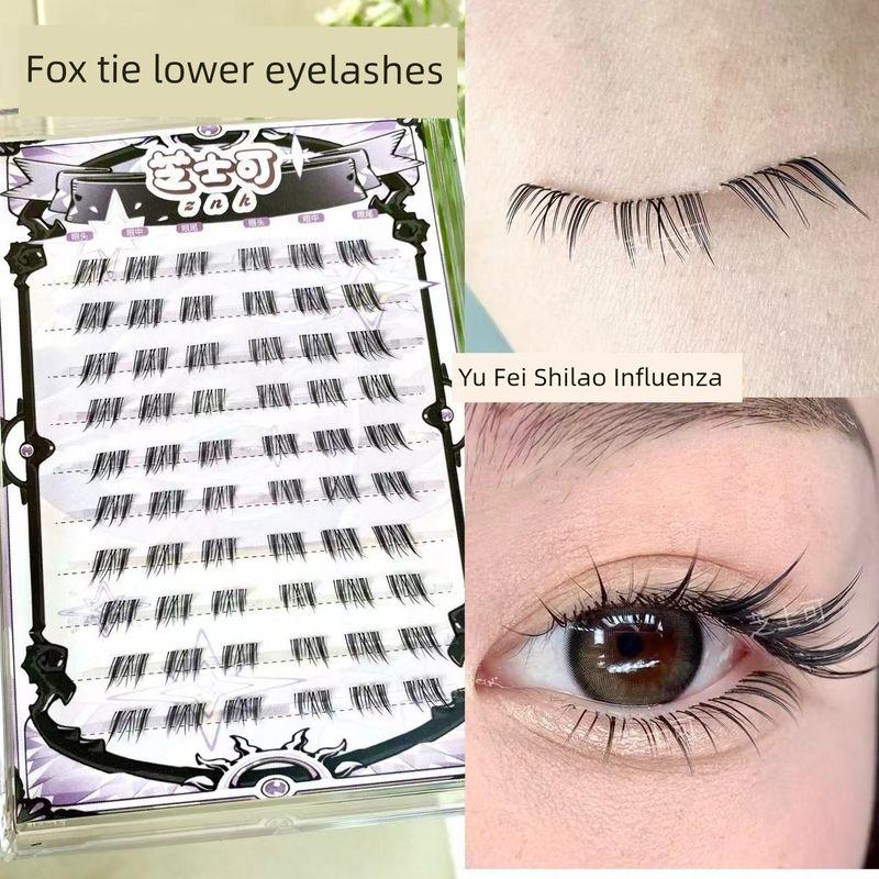 Clear Fox Series! Su Daji Fake Eyelashes Natural Simulation Comic National Style Cos Thick Chinese Fox with Glue-Free [Glue] Fox Style Lower Eyelashes 4-7mm 913 mm