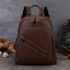 Johnature Unisex Backpack With High-end Texture And Large Capacity Commuting Genuine Leather Backpack
