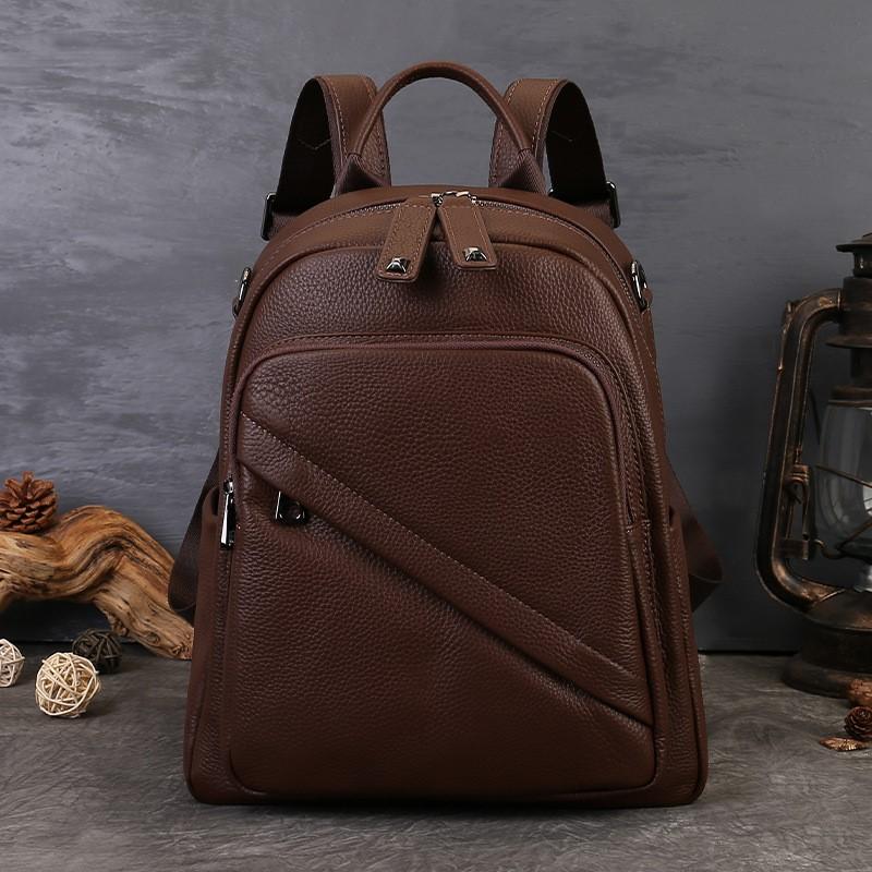 Johnature Unisex Backpack With High-end Texture And Large Capacity Commuting Genuine Leather Backpack