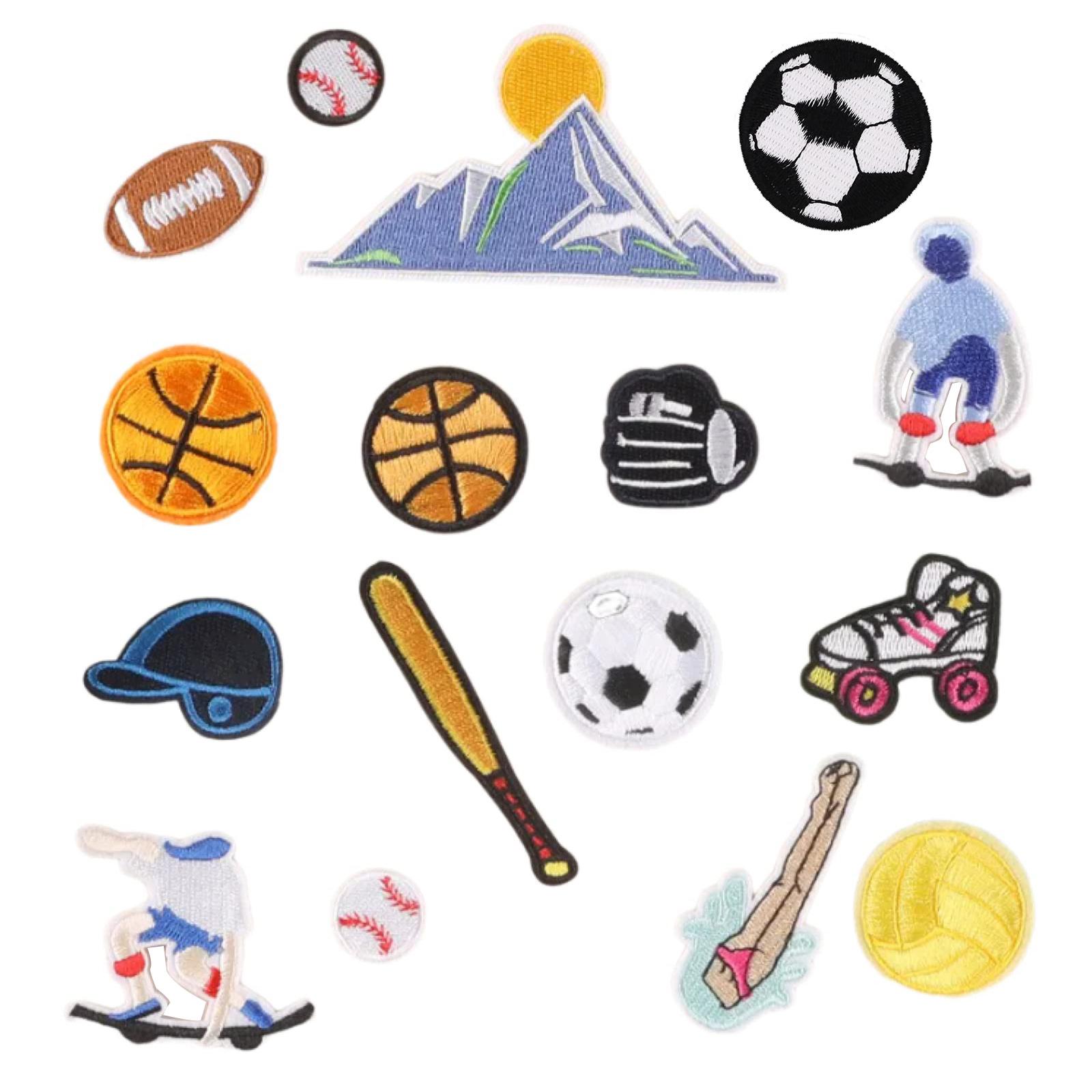 

16 Pcs Sports Series Iron on Patches Aesthetic Repair Patches Sewing on Applique for Clothing Jeans Hat Backpacks 1