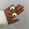 Exaggerated Metal Round Ball Shape Ring for Women Fashion Geometric Punk Rings Trendy Luxury Versatile Party Wedding Jewelry