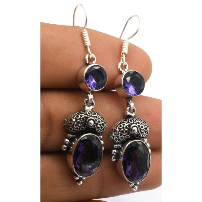Amethyst Gemstone Ethnic Handmade Drop Dengle Earring Jewelry ER 355