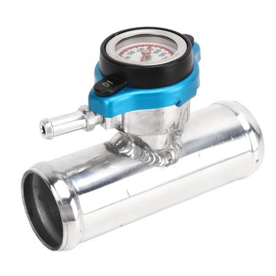 Radiator Inline Filler Neck 38mm 1?12in OD with Temp Display Cap T6061 Aluminum Polished Surface