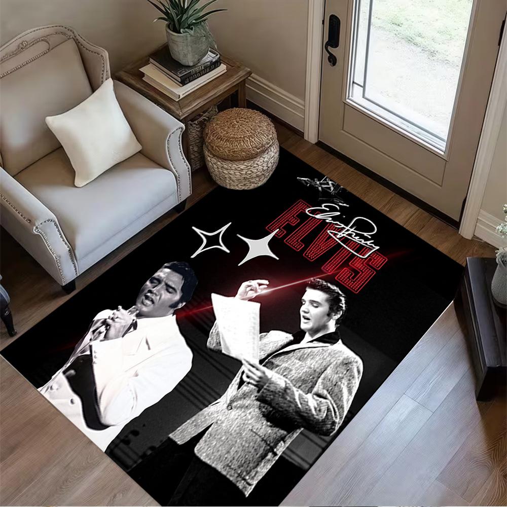 Elvis Presley Legende Bodenmatte Design für Eingangsbereich Esszimmer Spielzimmer Arbeitszimmer Rutschfeste Teppich Büro Heimdekoration Spirituelles Geschenk