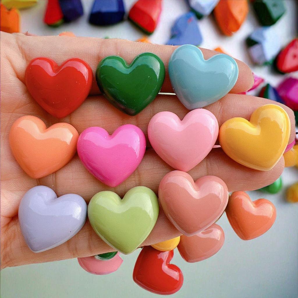 Miniature Heart Shape Pendant DIY Eco-Friendly Hand-painted Phone Case New Design 3D Resin Flat Back Charms for Phone Case Decor