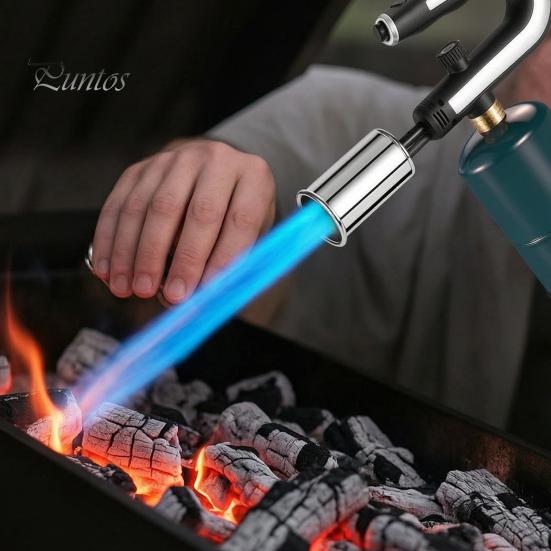 Cooking Torch Adjustable Outdoor Propane Torch, Handheld Flame Thrower Campfire Charcoal Starter, Safety Lock for BBQ, Grill, Searing Steak, Sous Vide