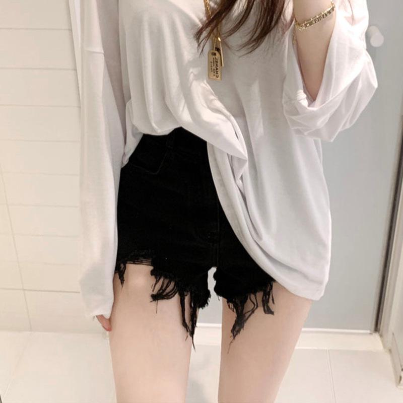 Korean High Waist Distressed Denim Shorts for Women