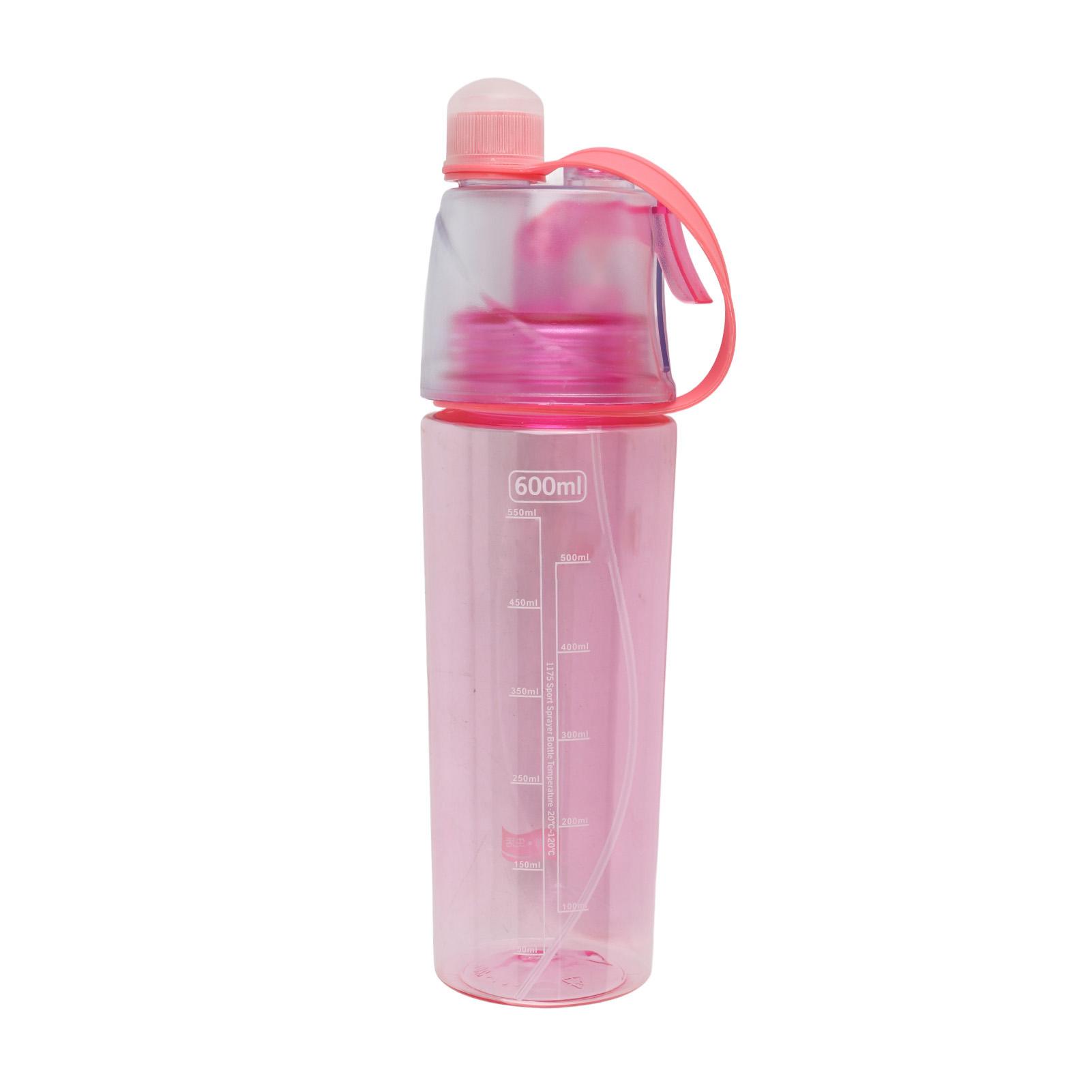 

600ML Portable Clear Plastic Spray Head Anti Leak Water Bottle Sports School Cycling Pinkish