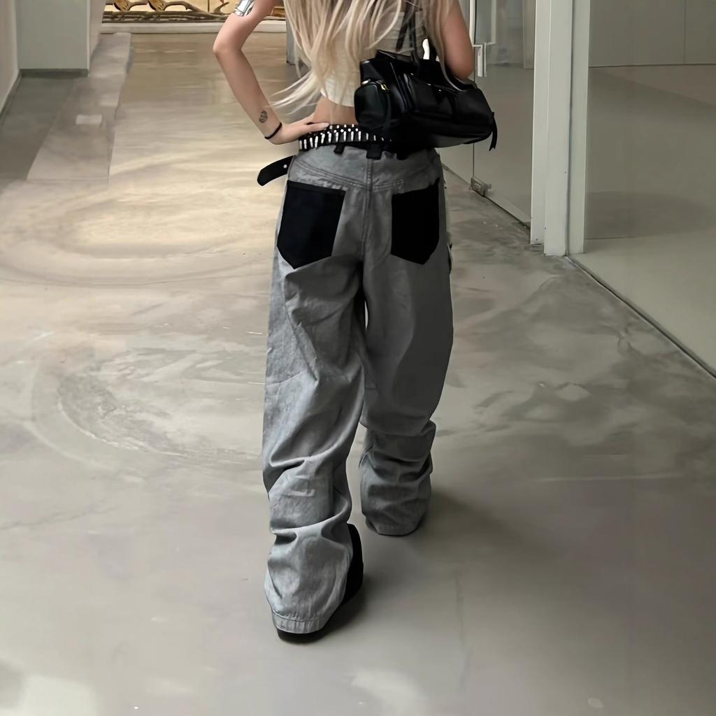 Herbst Winter Damen Jeanshose Y2K Niedrige Taille Gestapelte Jeans Harajuku Goblin Core Cowboy Japanische Weite Passform Baggy Grunge Herren
