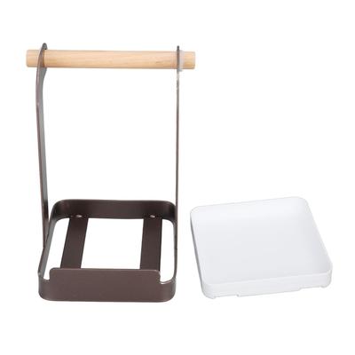 Topfdeckelhalter Rack Multifunktions-Verhindern Slip Eisen Becken Holz Rack Kochen Werkzeug Spatel Ständer