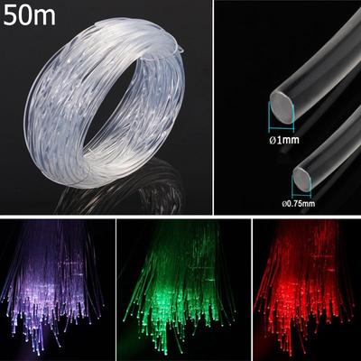 50mx0.75mm/1.0mm DIY Decoration Plastic Led Light PMMA Fiber Optic Cable End Glow