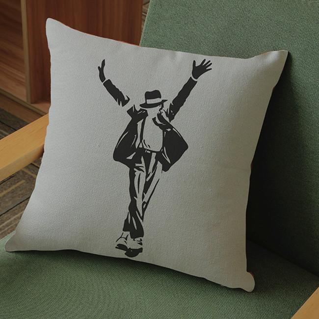 Supper Star Michael Jackson Black And White Portrait Cushion Cover Cotton Linen Decoration Bar Concert Hall Throw Pillow Case