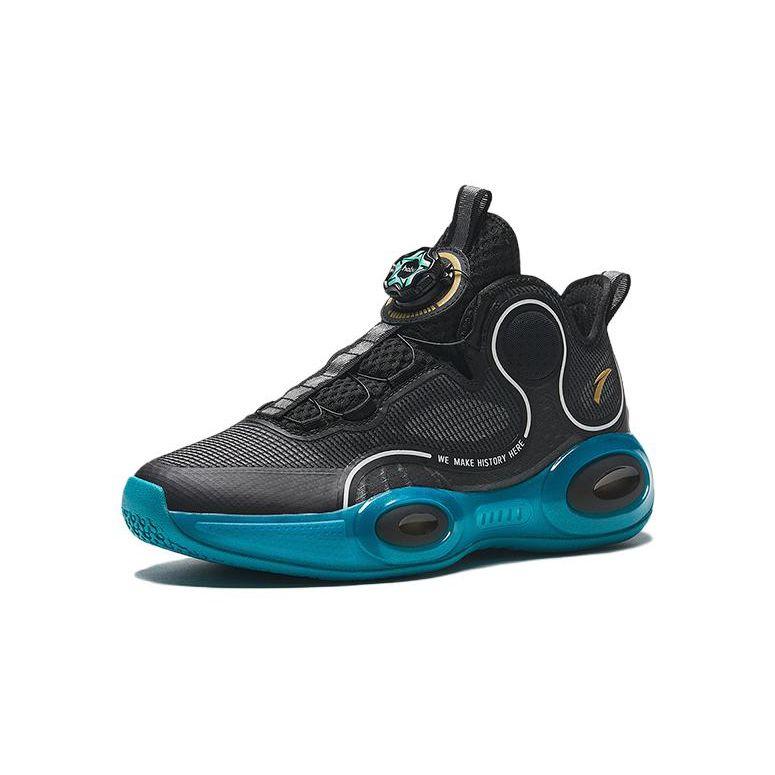 Anta Shaped 3 Comfortable Sports Shock Absorbing Wear Resistant Breathable Mid Top Basketball Shoes Kids Sneakers Black White 312331102-4