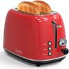 Toaster 2 slice,Retro Stainless Steel Toaster with 6 Settings, 1.5 In Extra Wide Slots, Bagel/Defrost/Cancel Function, Removable Crumb Tray (Red)