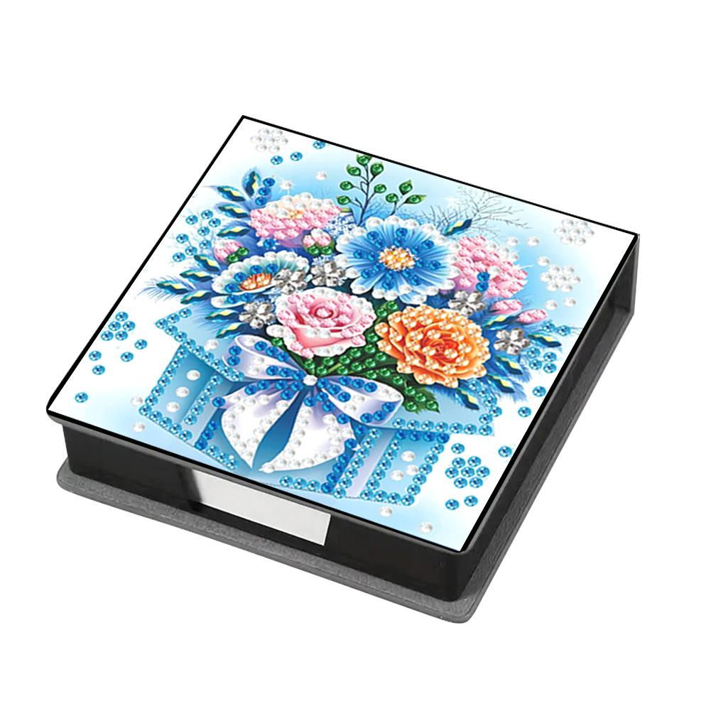 Girl Leather Gem Painting Memo Pad Holder Mosaic Kit Diamond Art Note Box with 160 Sheets of Paper for Adults Beginners