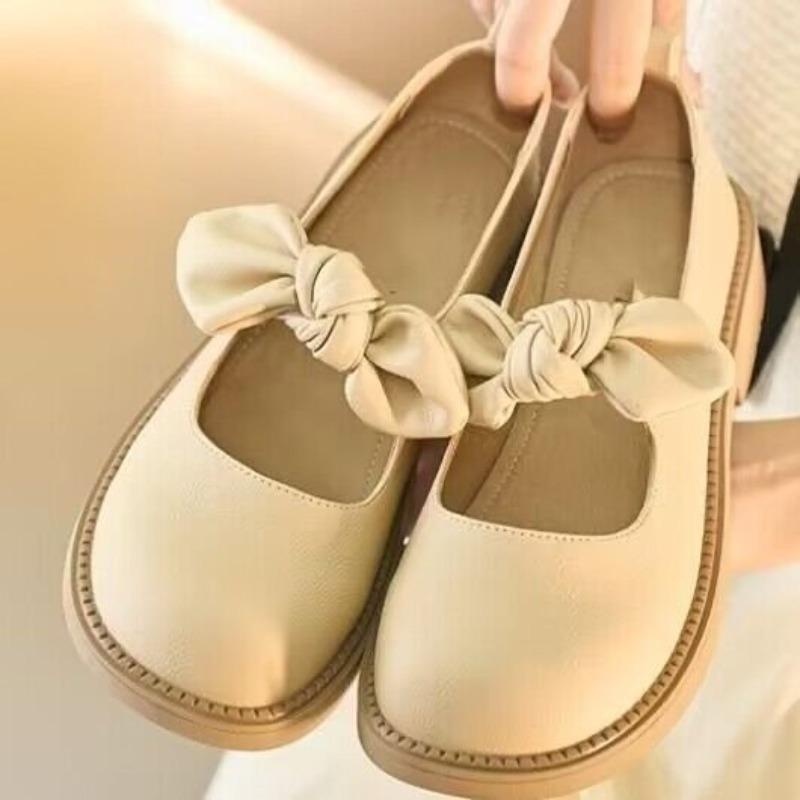 Mary Jane women's shoes autumn new soft-soled round head bow shallow mouth loafer casual women's shoes