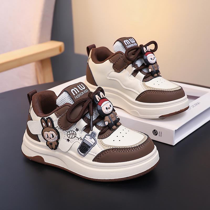 

Boys White Canvas Skate Shoes - 2026 Spring/Autumn Soft Sole Sports Sneakers for Kids 30 коричневий