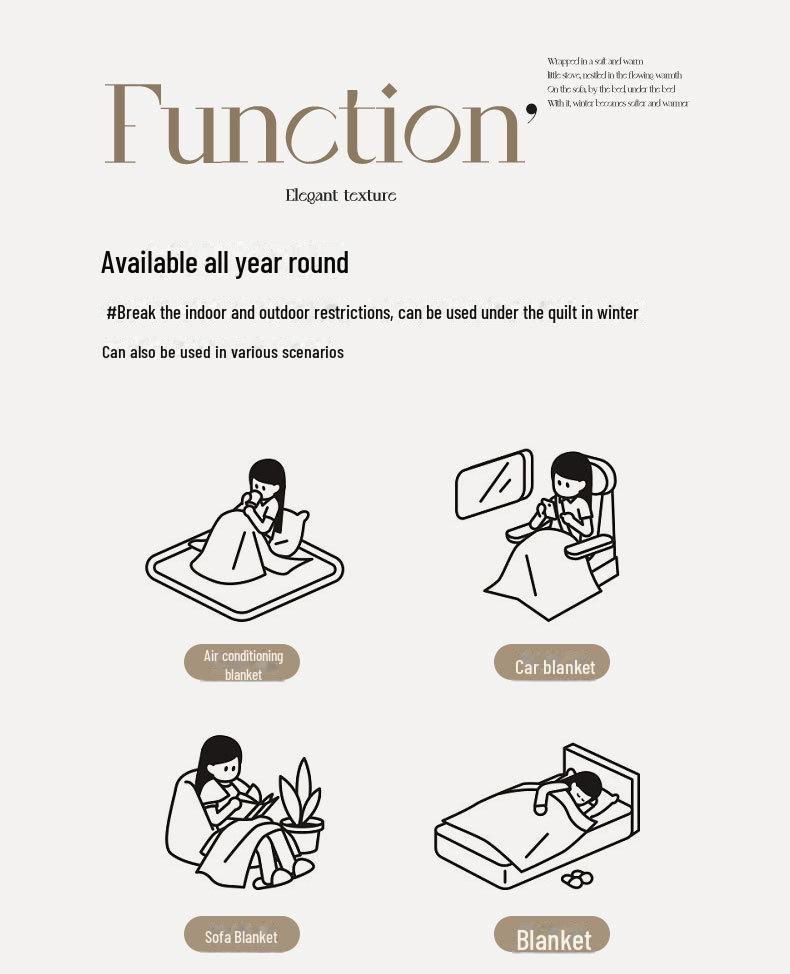 Nordic Style 4cm Rabbit Plush Drawstring Blanket for Sofa or Office