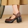 Nuove scarpe Mary Jane con tacco spesso e cavo, stile college, plateau, tacchi alti, versatili, in morbida pelle, punta rotonda, cinturino con fibbia a una parola, scarpe da donna