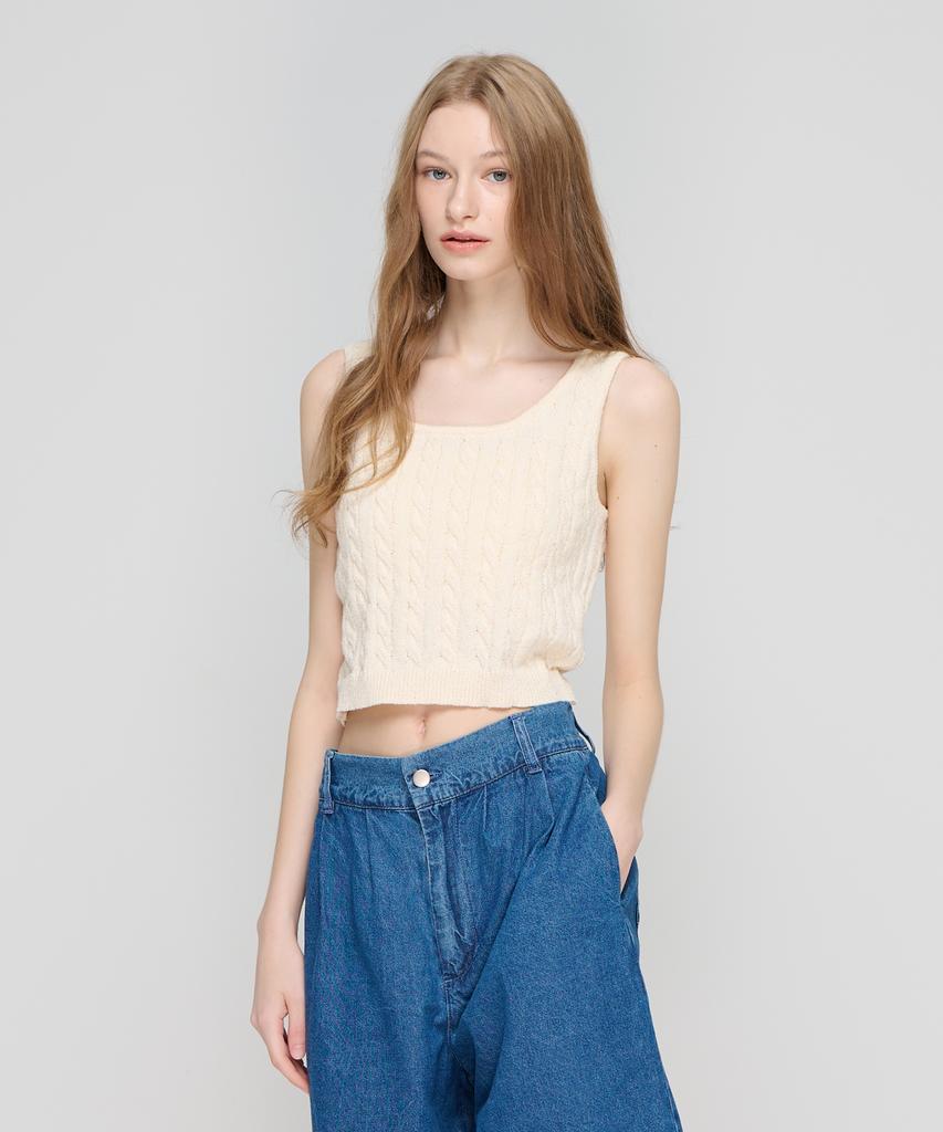 CARGOBROS FOR WOMAN Cable Bustier Knit (Ivory)