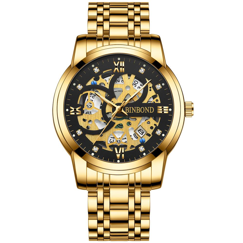 2025 new fully automatic non-mechanical watch men's waterproof calendar luminous tourbillon trend men's hollow design