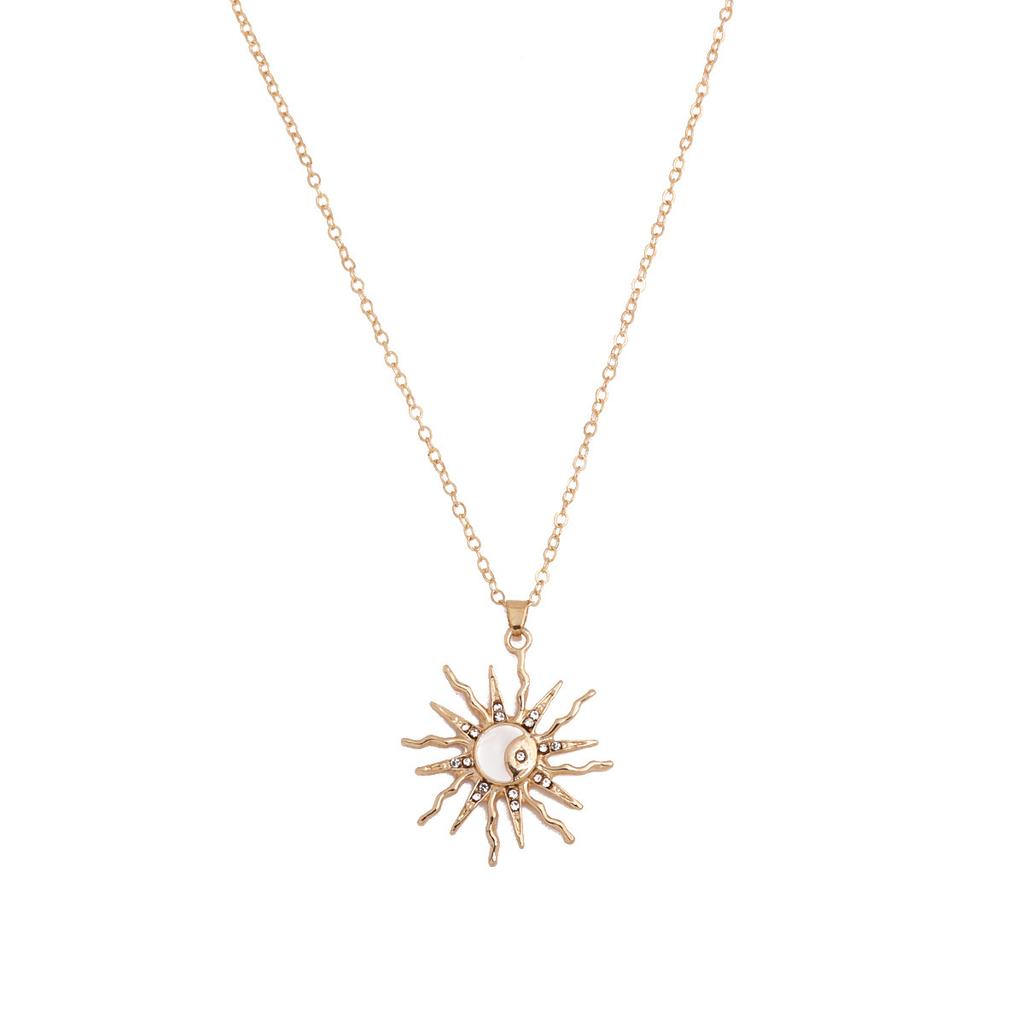European and American jewelry fashion alloy sun moon necklace star pendant niche versatile diamond necklace accessories